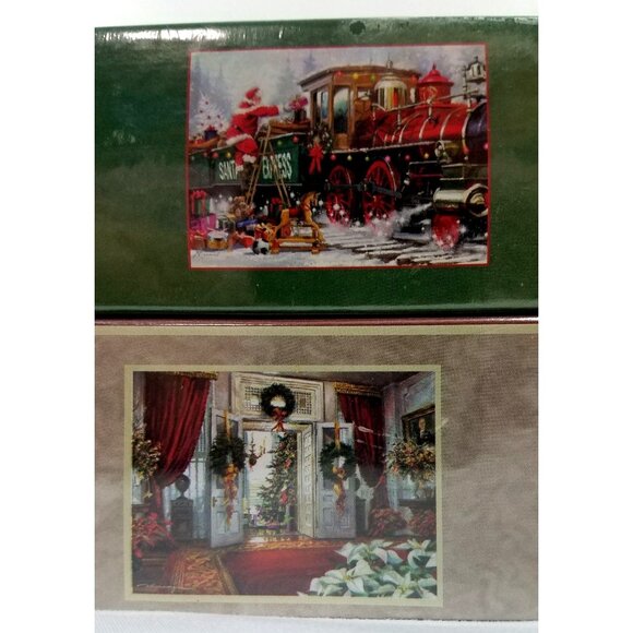 Heritage Puzzles 550 Pc Jigsaw Ribbons And Bows & Loading Up Santa Express II - Picture 3 of 16